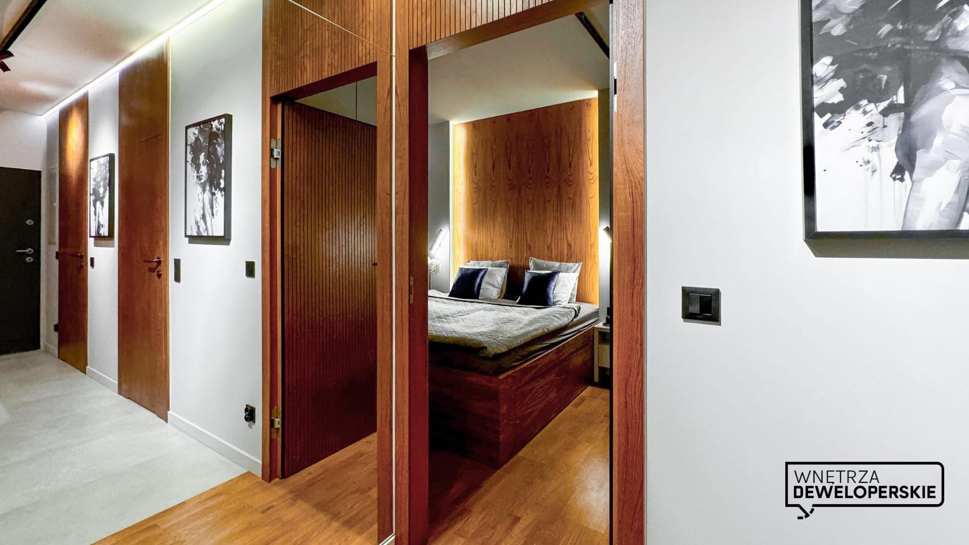 Corridor in the apartment with entrance to the bedroom