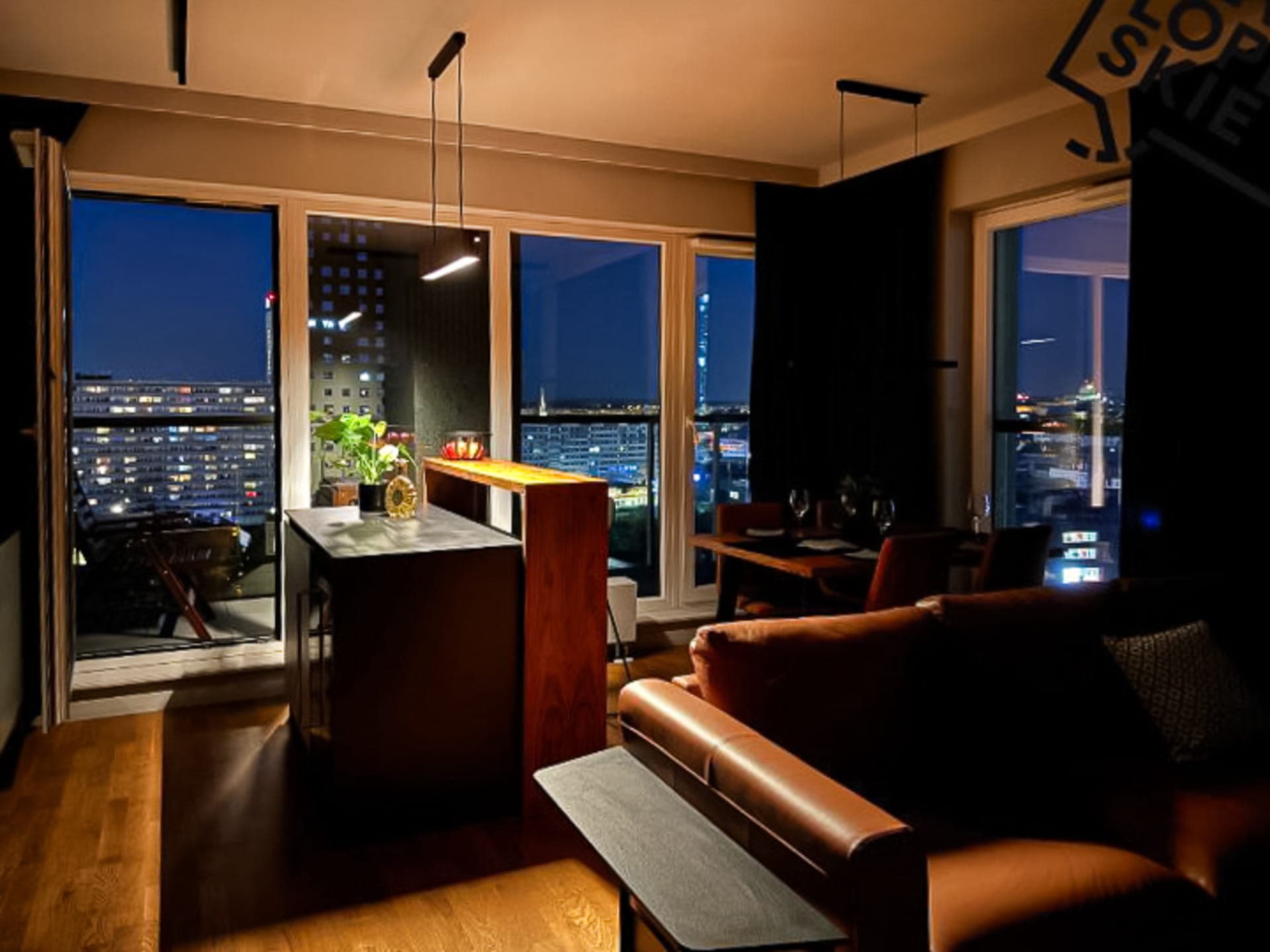 Living room lighting in the evening