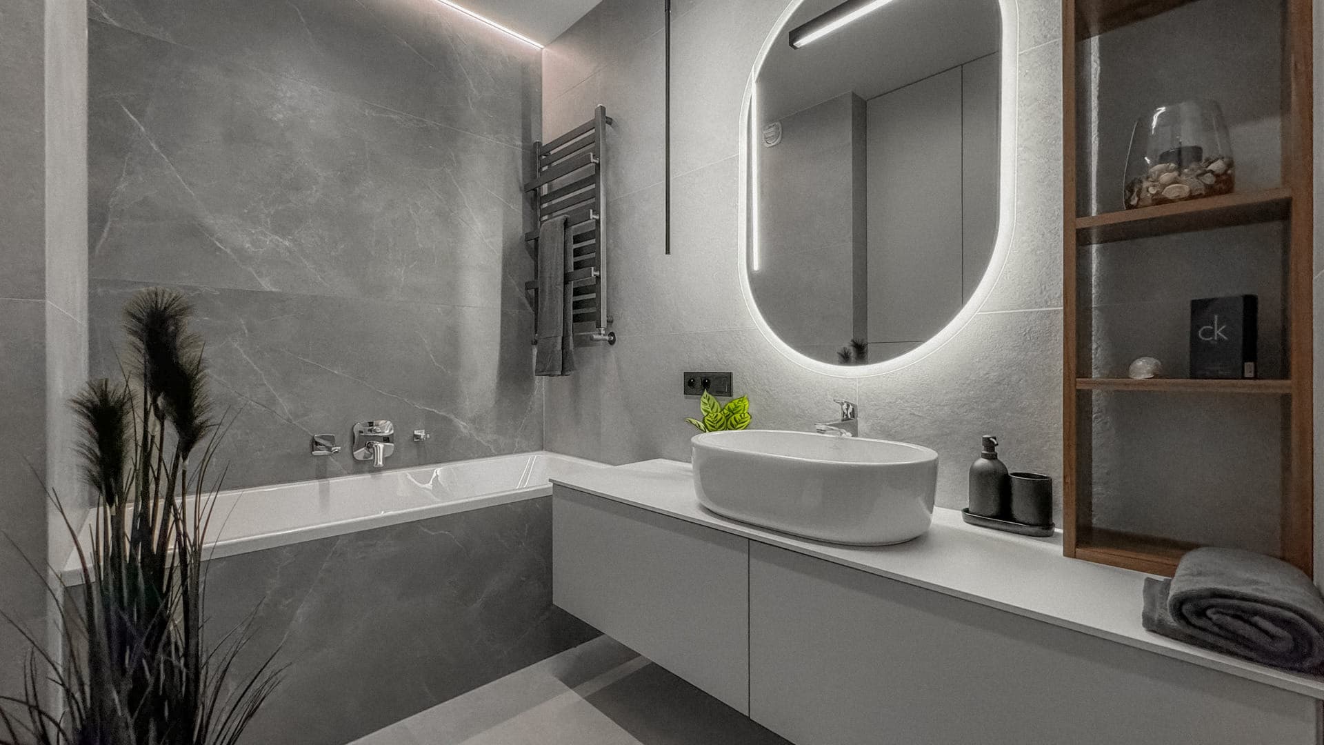 Shot of finished bathroom with shower