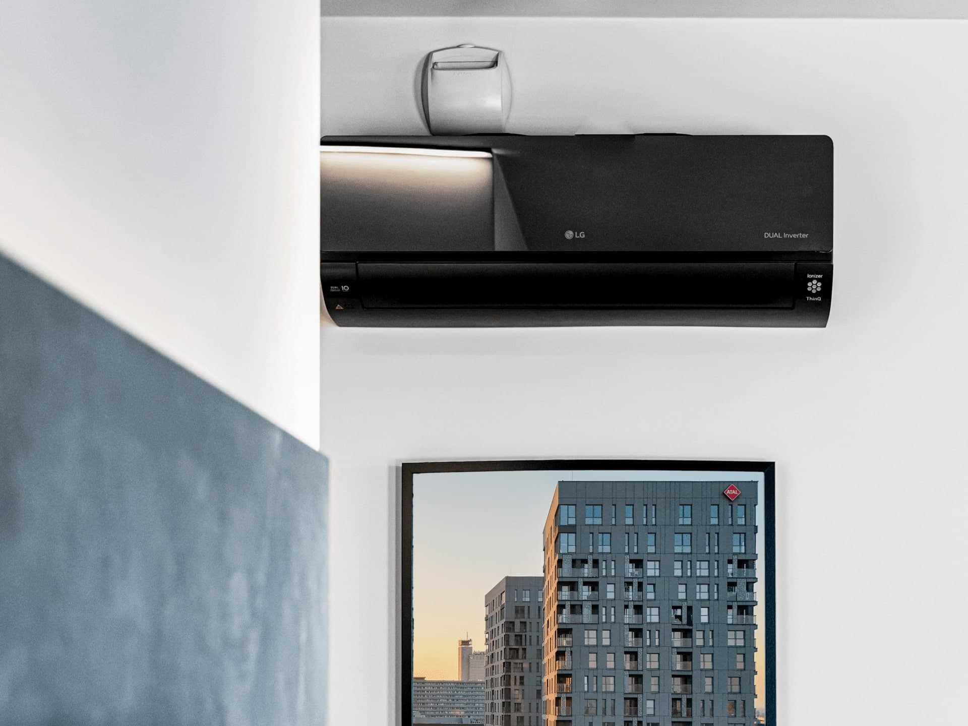 Shot of ceiling lighting and air conditioning unit