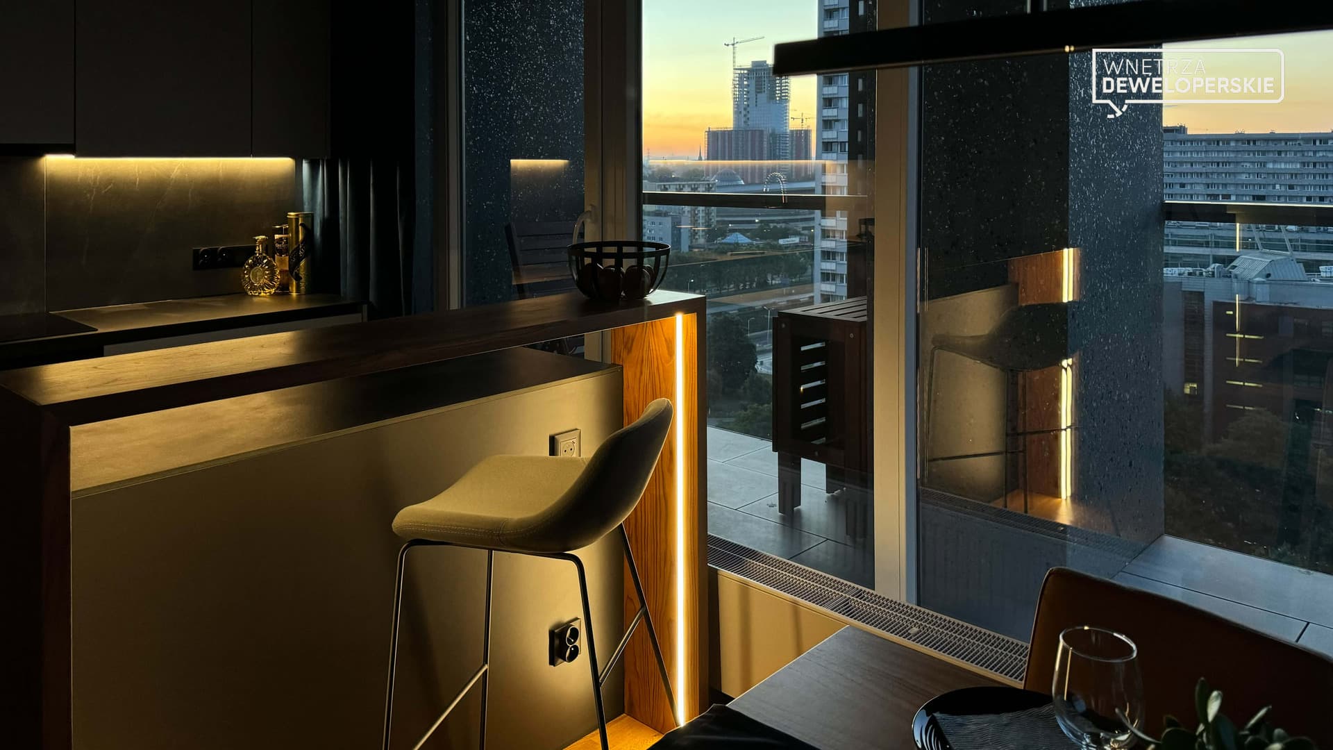 Living room with a balcony view