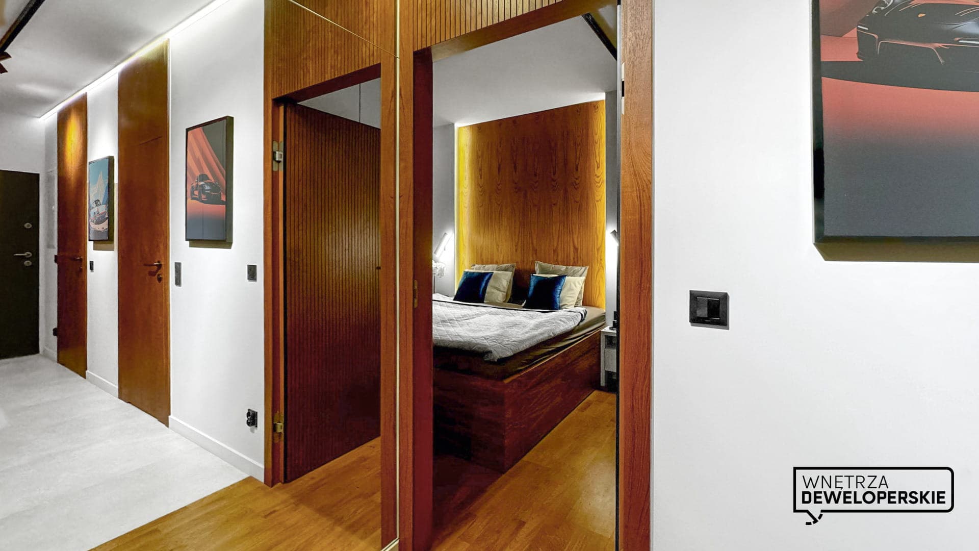 Interior - entrance to the bedroom with a large bed