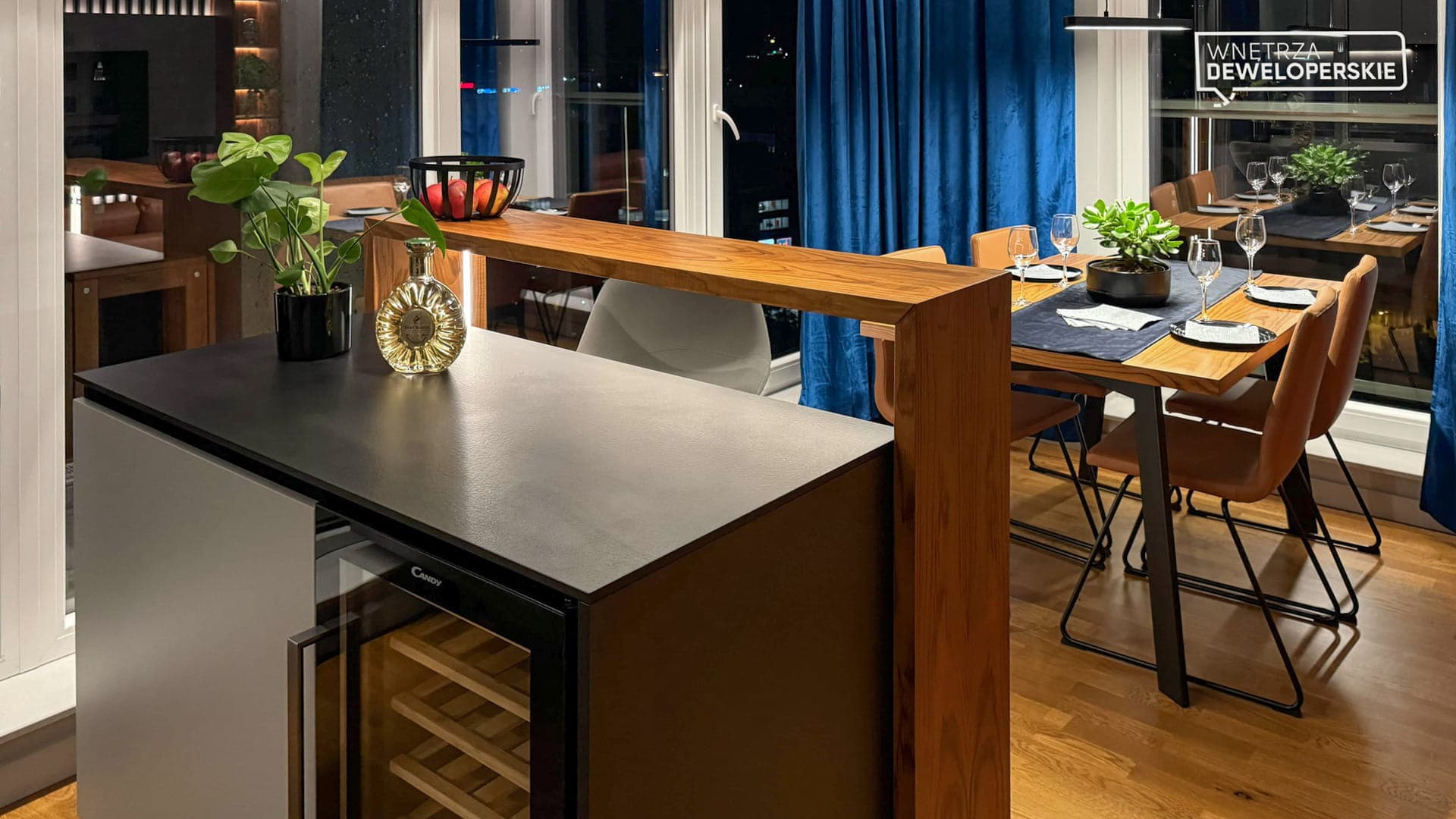 Interior - living room with a table and island